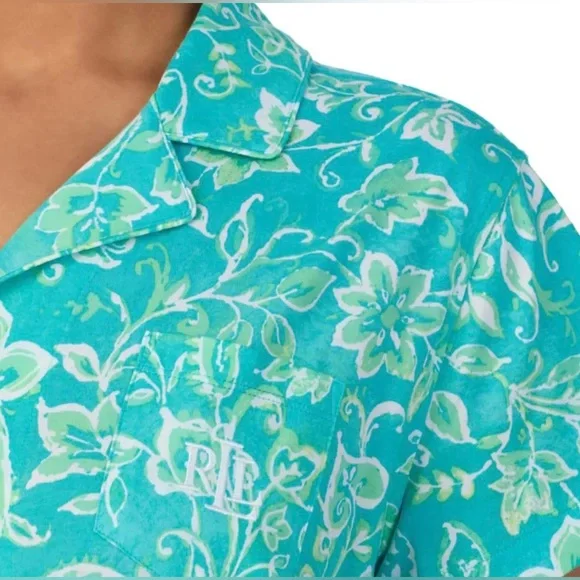 Ralph Lauren Short Sleeve Notch Collar Cropped Pant Pajama Set size 3X - Picture 3 of 4